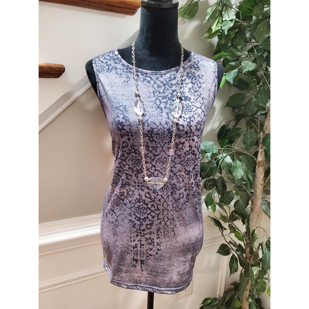 SHEIN Women's Gray Polyester Round Neck Sleeveless Casual Blouse Size Medium